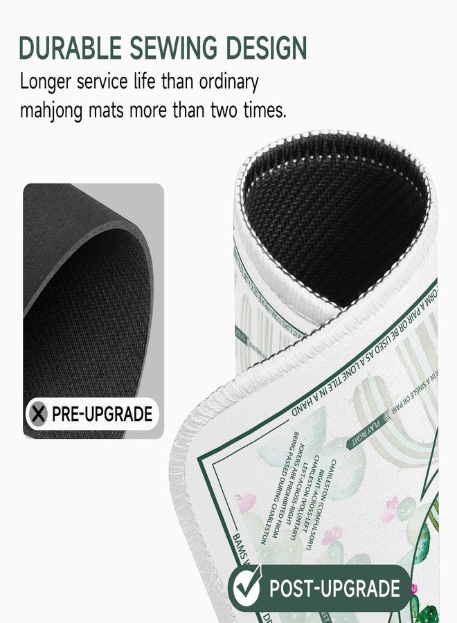 Deyimmei Neoprene Mahjong Mat for Table 31.5"x31.5" - Non-Slip, Noise Reduction Cover with Storage Pockets, American Rules & Crease-Free Rolled Shipping (Cactus Garden) - Image 2